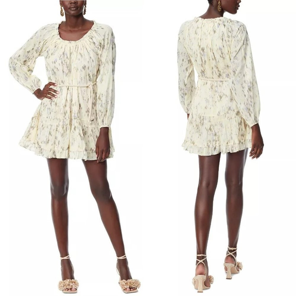 NWT New $129 Sam Edelman Scoop Neck Long Sleeve Belted Dress Size L